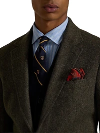Herringbone Wool-Cotton Single-Breasted Blazer