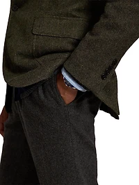 Herringbone Wool-Cotton Single-Breasted Blazer