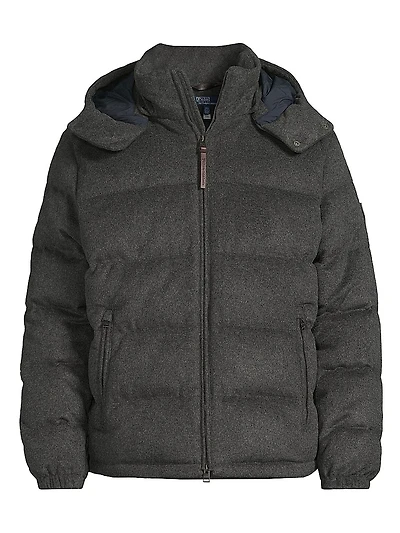 Brushed Wool-Blend Puffer Jacket