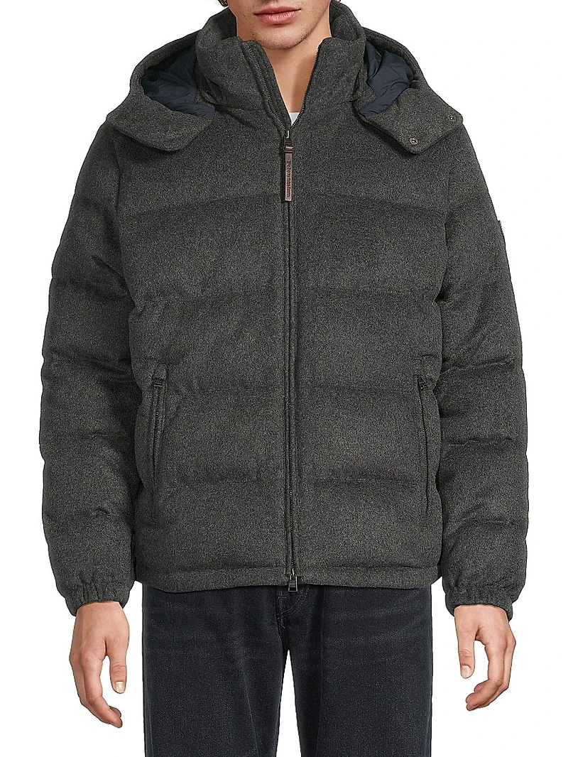 Brushed Wool-Blend Puffer Jacket