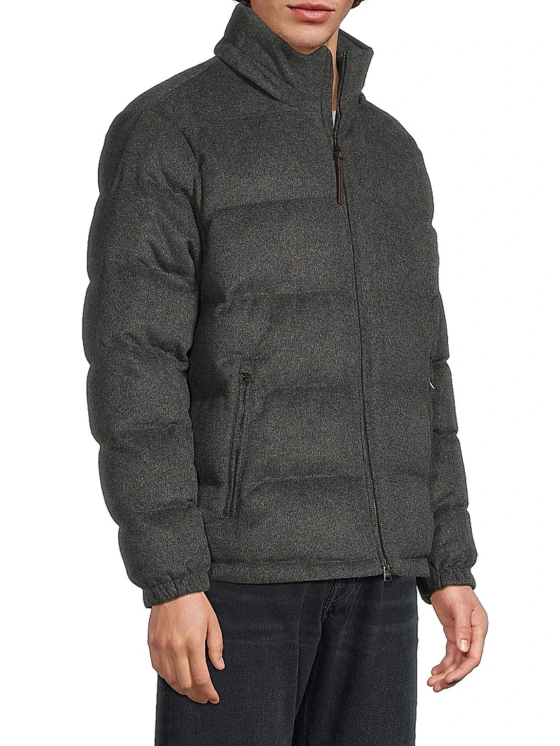 Brushed Wool-Blend Puffer Jacket