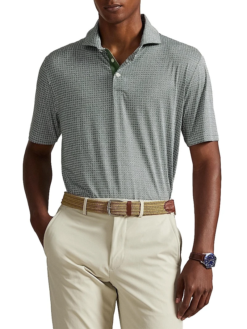 Airflow Geometric Jersey Polo Shirt