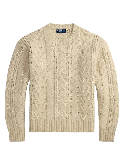 Aran Wool-Blend Crewneck Sweater