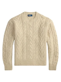 Aran Wool-Blend Crewneck Sweater