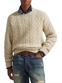 Aran Wool-Blend Crewneck Sweater