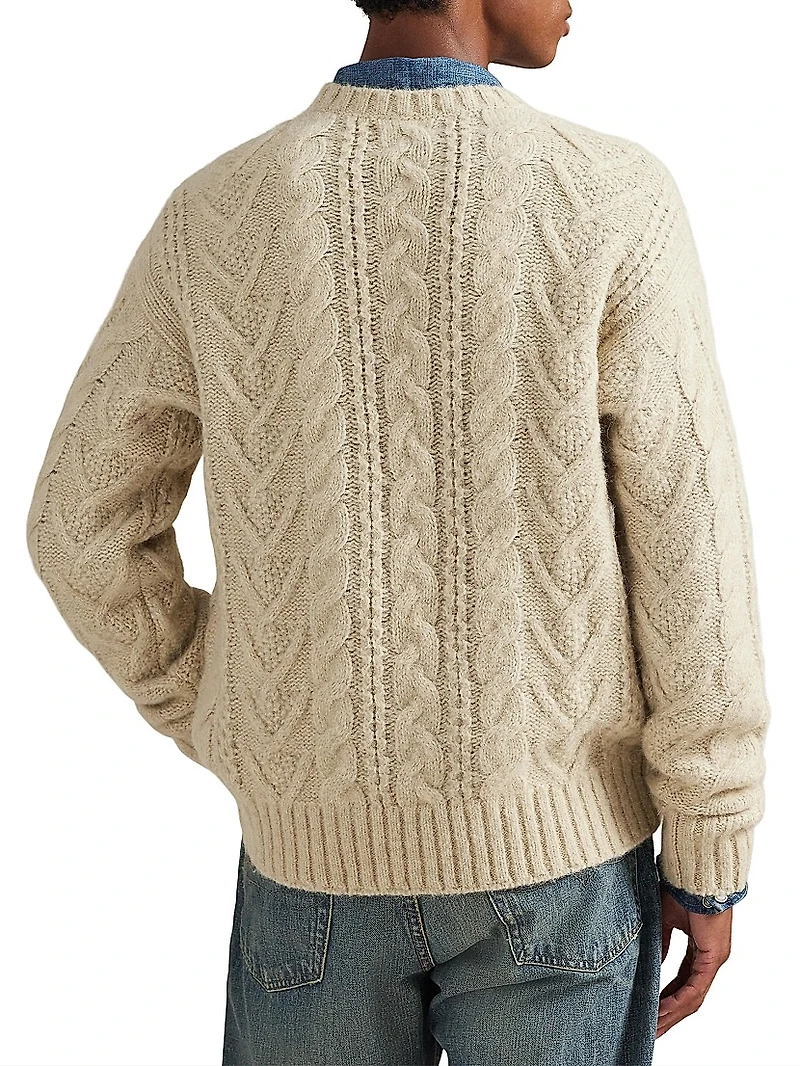 Aran Wool-Blend Crewneck Sweater