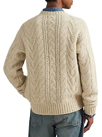 Aran Wool-Blend Crewneck Sweater