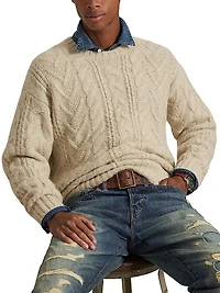 Aran Wool-Blend Crewneck Sweater