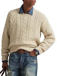 Aran Wool-Blend Crewneck Sweater