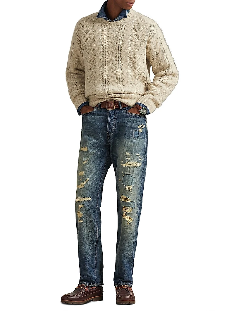 Aran Wool-Blend Crewneck Sweater