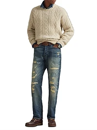 Aran Wool-Blend Crewneck Sweater