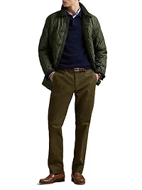 Military Stretch-Cotton Mid-Rise Straight-Leg Pants