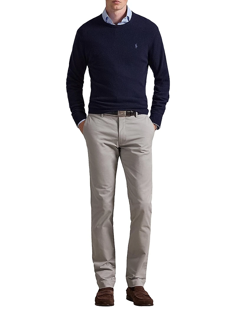 Stretch-Twill Mid-Rise Straight-Leg Pants