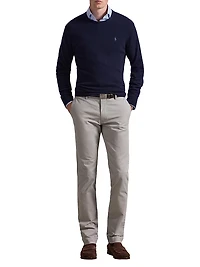 Stretch-Twill Mid-Rise Straight-Leg Pants