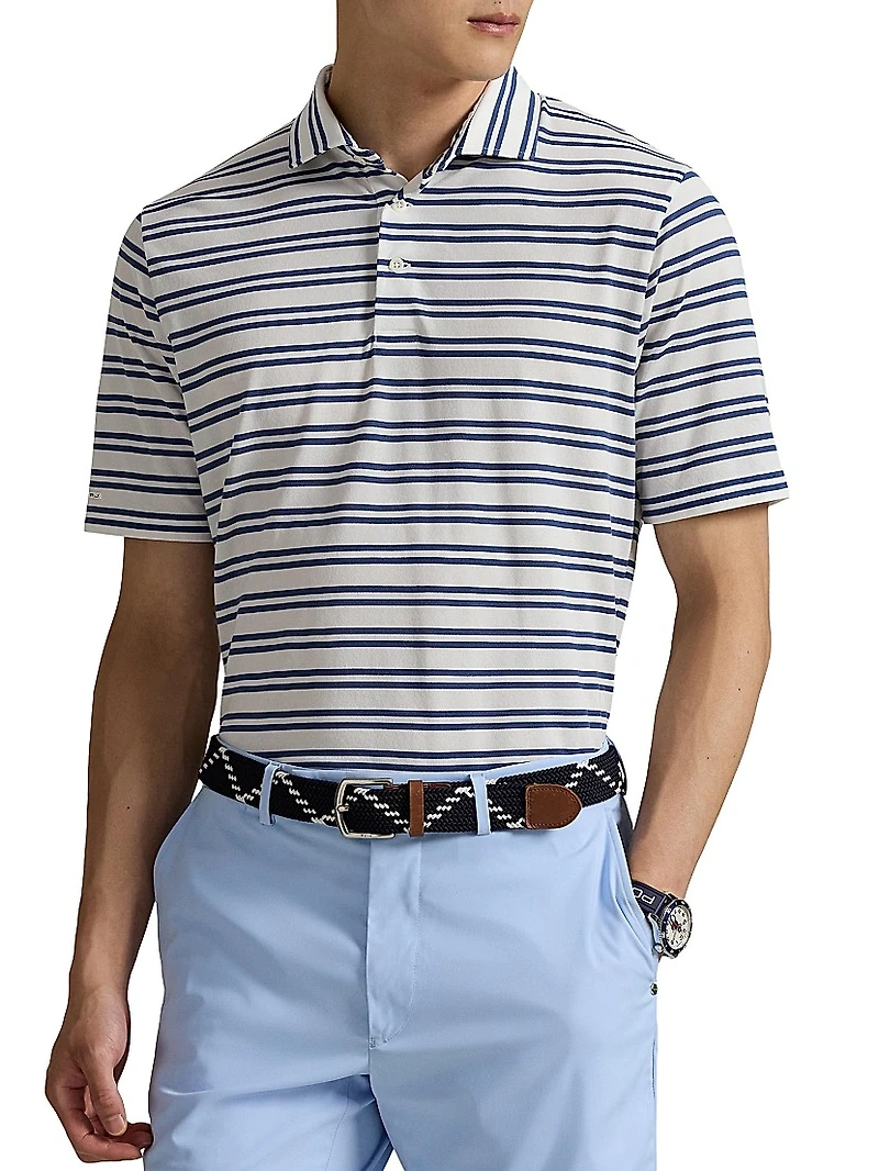 Tour Striped Pique-Knit Polo Shirt