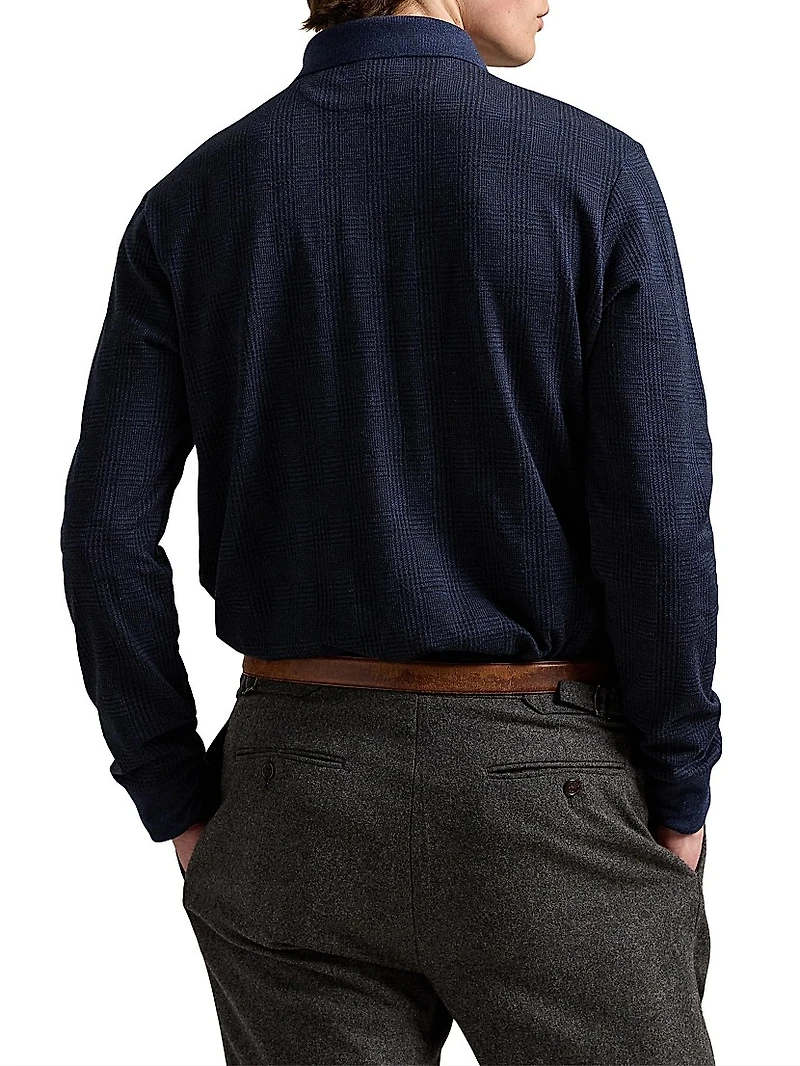 Plaid Long-Sleeve Polo