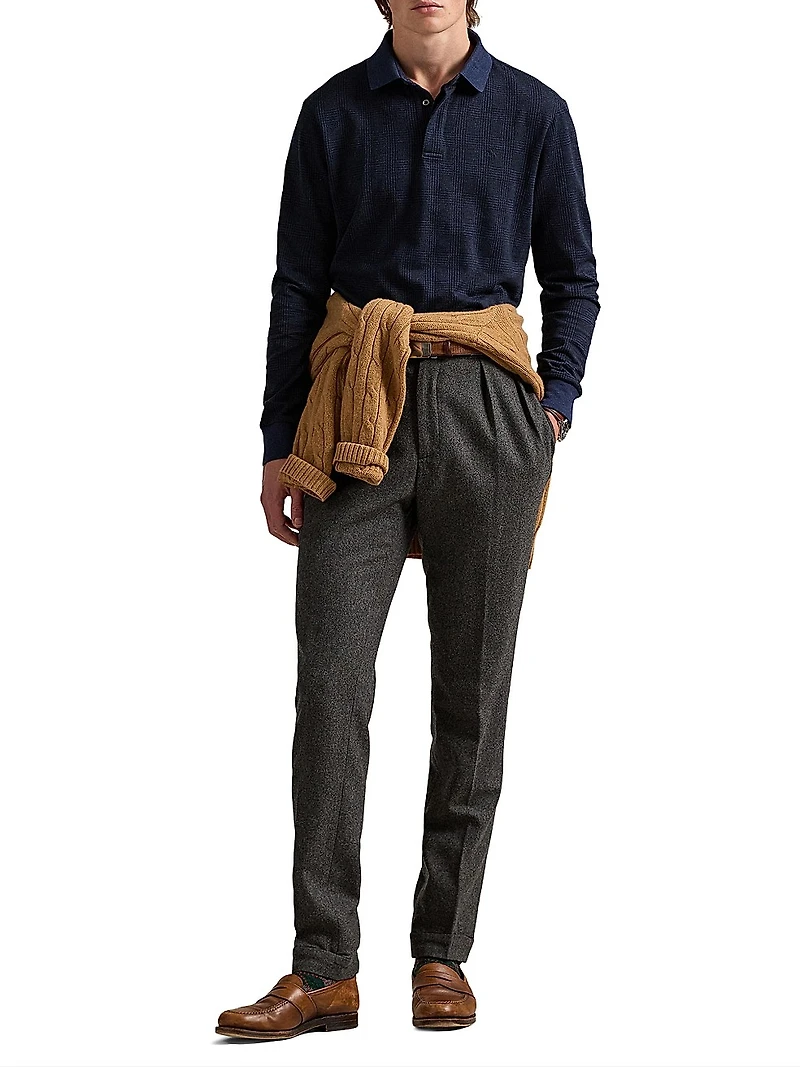 Plaid Long-Sleeve Polo