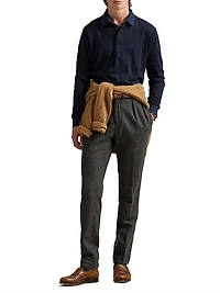 Plaid Long-Sleeve Polo