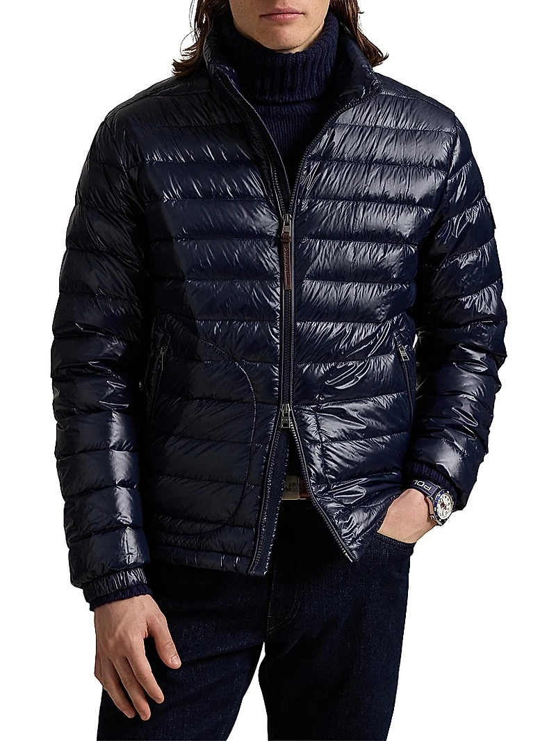Glossy Quilted Down Zip-Up Jacket