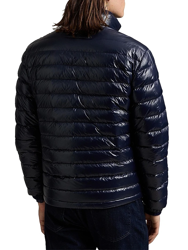 Glossy Quilted Down Zip-Up Jacket