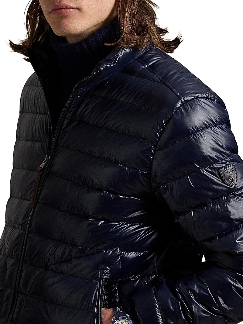 Glossy Quilted Down Zip-Up Jacket