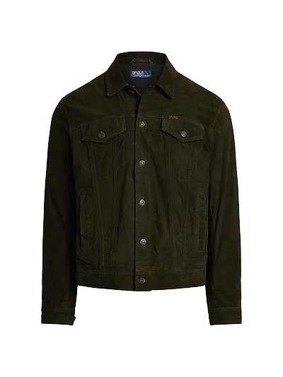 Icon Suede Button-Down Trucker Jacket