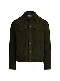 Icon Suede Button-Down Trucker Jacket