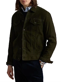 Icon Suede Button-Down Trucker Jacket