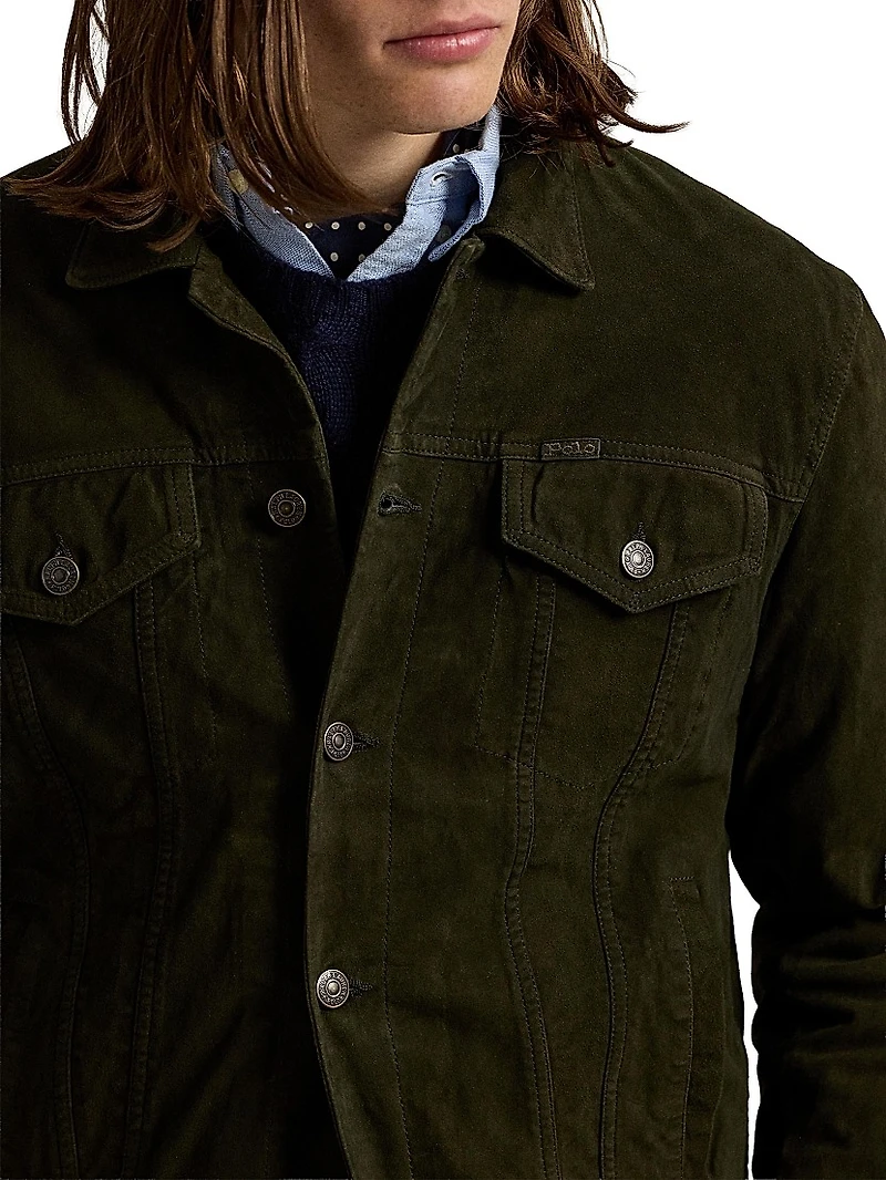 Icon Suede Button-Down Trucker Jacket