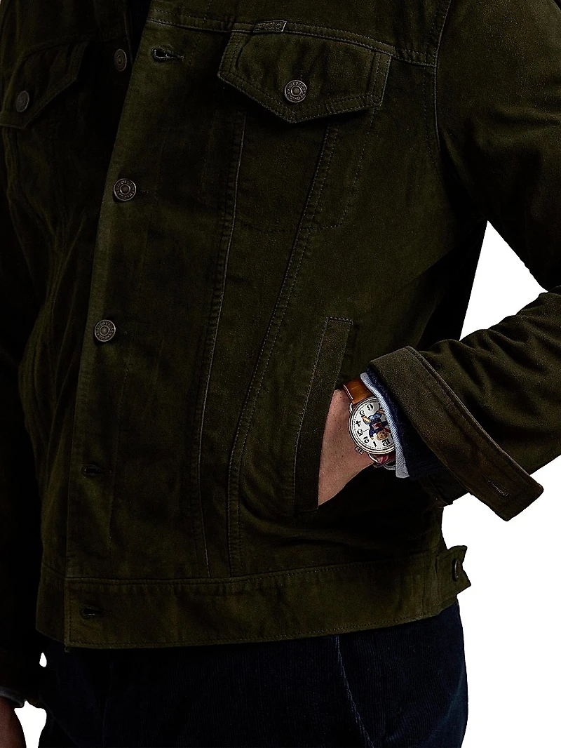 Icon Suede Button-Down Trucker Jacket