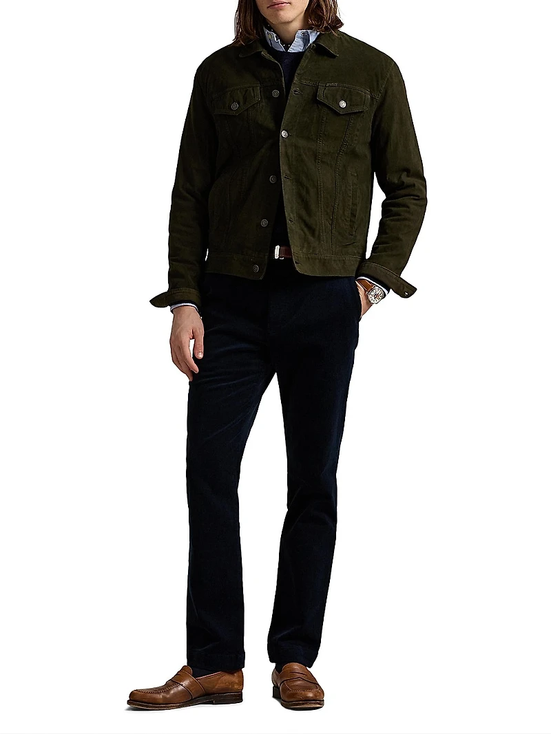 Icon Suede Button-Down Trucker Jacket