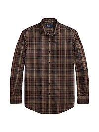 Plaid Cotton Twill Button-Front Shirt