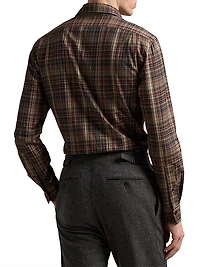 Plaid Cotton Twill Button-Front Shirt