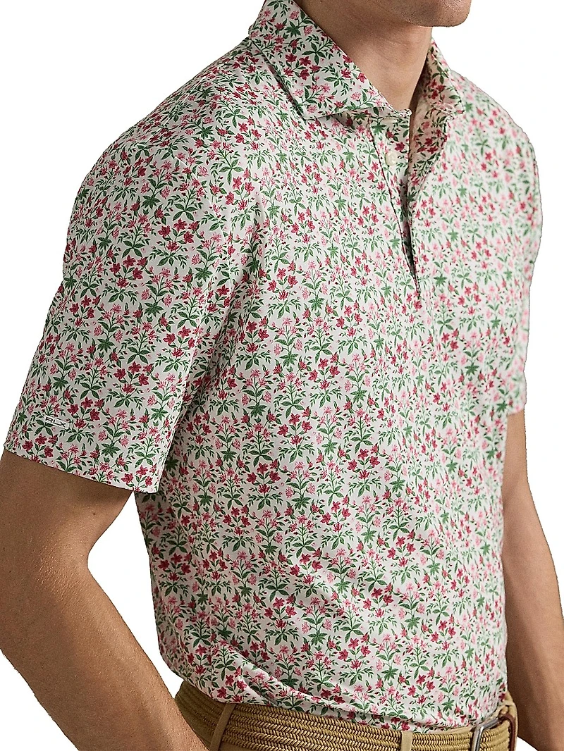 Airflow Floral Jersey-Knit Polo Shirt