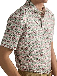 Airflow Floral Jersey-Knit Polo Shirt