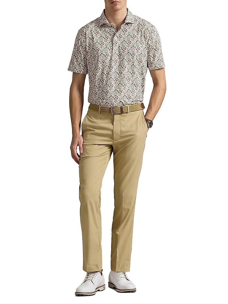 Airflow Floral Jersey-Knit Polo Shirt