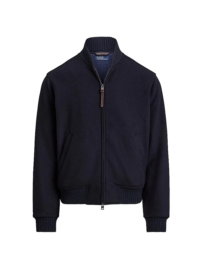 Wool-Blend Zip-Up Bomber Jacket