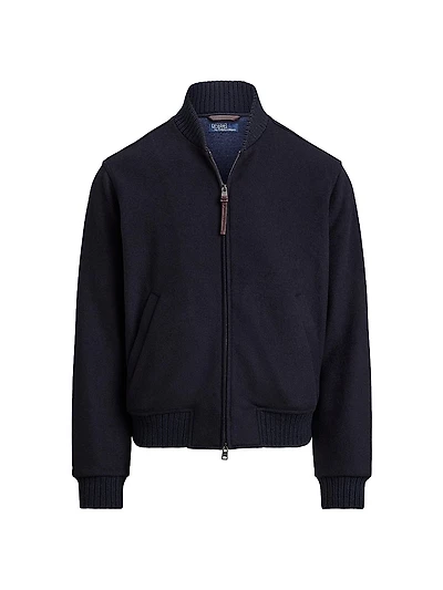 Wool-Blend Zip-Up Bomber Jacket