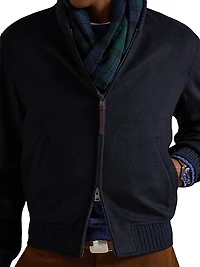 Wool-Blend Zip-Up Bomber Jacket