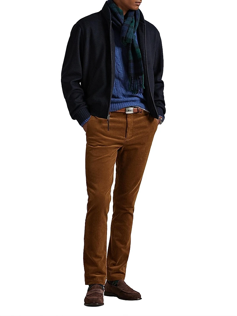 Wool-Blend Zip-Up Bomber Jacket