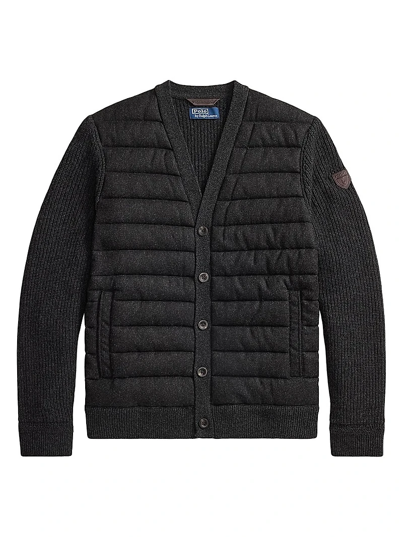 Quilted Cotton V-Neck Cardigan
