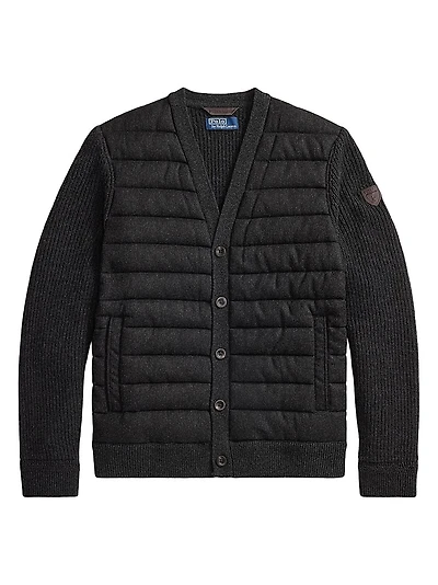 Quilted Cotton V-Neck Cardigan