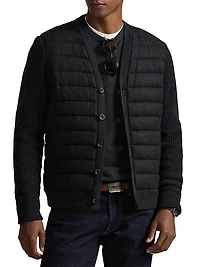 Quilted Cotton V-Neck Cardigan
