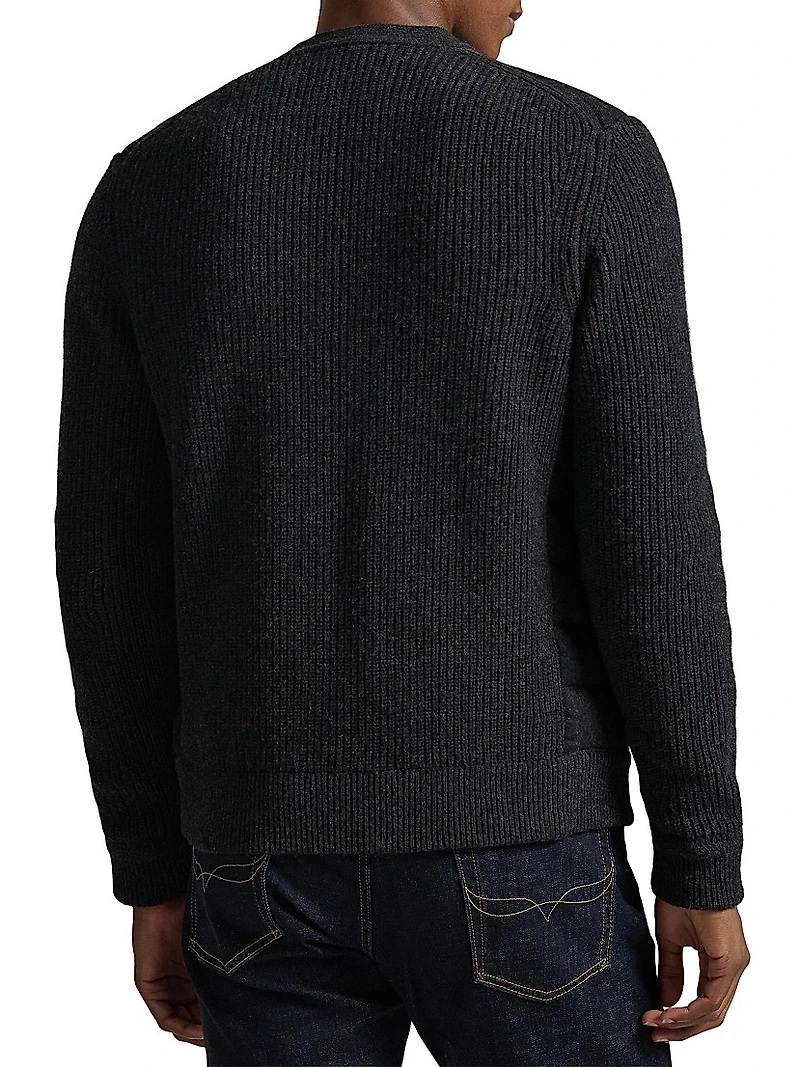 Quilted Cotton V-Neck Cardigan