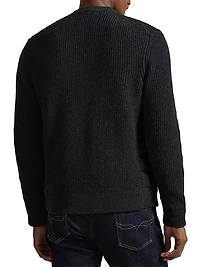 Quilted Cotton V-Neck Cardigan