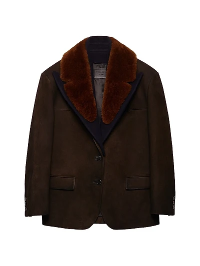 Suede and Shearling Caban Jacket