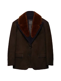 Suede and Shearling Caban Jacket
