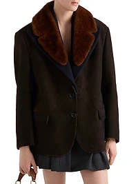 Suede and Shearling Caban Jacket