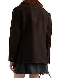 Suede and Shearling Caban Jacket