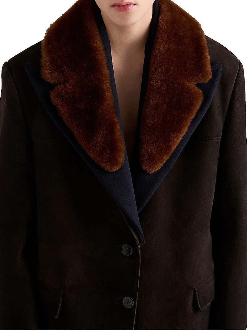 Suede and Shearling Caban Jacket